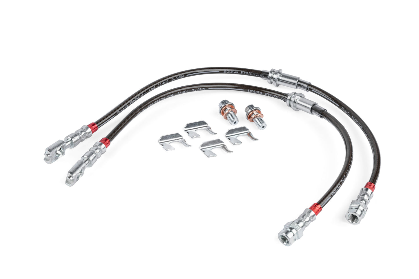 APR ステンレスメッシュブレーキライン - フロント A3 Quattro 15-20, A3 15-20, S3 15-20, TT Quattro 16-23; VW Golf SportWagen 15-19, Golf R 15-24, Golf Alltrack 17-19, Arteon 19-23, Tiguan 18-24, GTI 15-24