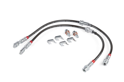 APR ステンレスメッシュブレーキライン - フロント A3 Quattro 15-20, A3 15-20, S3 15-20, TT Quattro 16-23; VW Golf SportWagen 15-19, Golf R 15-24, Golf Alltrack 17-19, Arteon 19-23, Tiguan 18-24, GTI 15-24