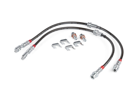 APR ステンレスメッシュブレーキライン - フロント A3 Quattro 15-20, A3 15-20, S3 15-20, TT Quattro 16-23; VW Golf SportWagen 15-19, Golf R 15-24, Golf Alltrack 17-19, Arteon 19-23, Tiguan 18-24, GTI 15-24